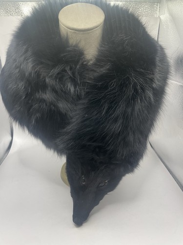 Vintage black fox fur - black,
