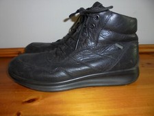 Ecco Black Leather Ankle Boot, Side Zip, Low Wedge- Size 7 UK/ EU 41