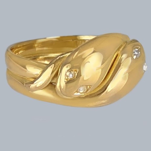 Antique 18ct gold double - antique, snake