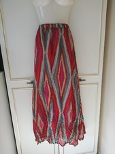 SHEER CRINKLE FINISH COTTON LINED VIBRANT BOHO FESTIVAL MAXI SKIRT ELASTIC WAIST