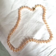 Vtg Style Soft Pink Imitation Pearl Necklace Choker Retro Glam