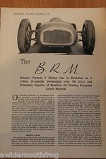 BRM Formula 1 Racing Car 1949 Original Raymond Mays Press Announcement 
