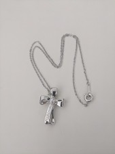 Mikimoto Sterling Silver 925 Akoya Pearl Ribbon Cross Pendant/Necklace New 