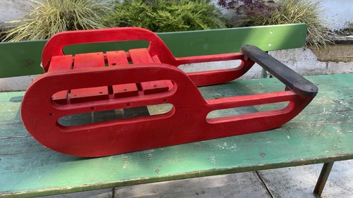 Red vintage wooden snow - vintage,
