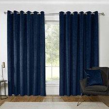 Pair Velvet Curtains Eyelet Ring Top Fully Blackout Ready Made Panels W Tiebacks
