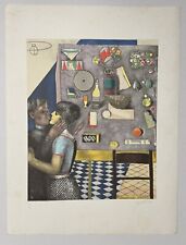 Franco Gentilini aquatint painting 60x80cm “the kiss” house, furniture
