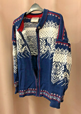 Norlander Traditional Christmas Genuine Norwegian Knitwear Blue/White Cardigan