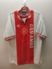 Ajax Home Football Shirt Umbro 1996-1997 Mens Large White Red Vintage