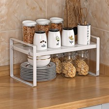 2 Tier White Metal Storage Rack Shelving Single Shelf Kitchen Office Unit Stand