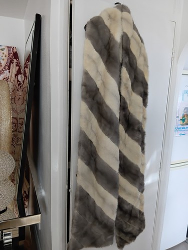 Genuine mink long scarf - mink,