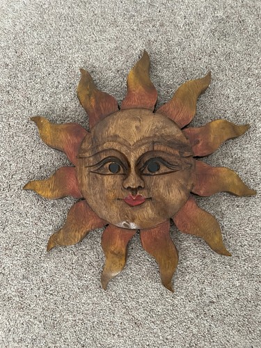 Carved wooden sun - wooden, face
