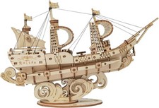 Wooden Sailboat Ship ,Classical Wooden Sailing Boats Scale Model Decorat, DI