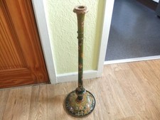 Vintage Hand Carved & Painted Wooden Tall Candlestick / Candle Holder 53 x 17 cm