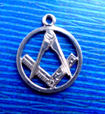 UNUSUAL Vintage PLATINUM Masonic Watch Fob / Medal or Pendant - Square & Compass