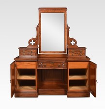 Gothic Revival Mahogany Dressing Table | Moulded Mirror, Drawers & Cupboards | 1