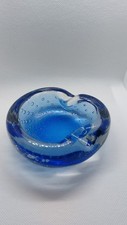 Vintage Murano Controlled Bubble Ashtray Blue In Excellent Condition