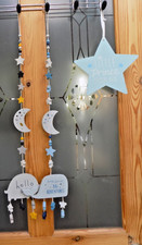 3 WOODEN HANGING MOBILES Nursery Ceiling LITTLE PRINCE BIG ADVENTURES HELLO BABY