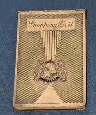 Vintage Art Deco Chrome Portree Metal Shopping List Holder Original Paper