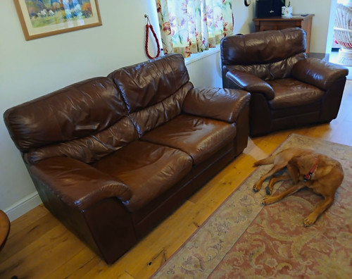 Brown italian leather sofa - leather,