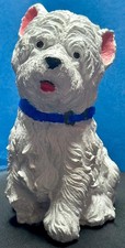 White Westie Dog Stone Statue Handpainted