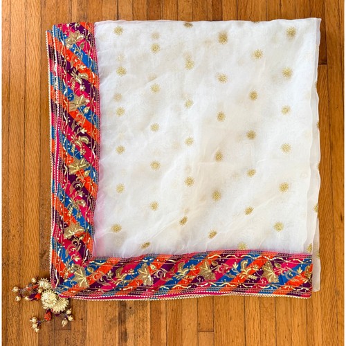 Vintage indian white dupatta - indian,