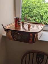 Antique Copper Country House Turbot Fish Kettle with Lid and Rack, Rare.