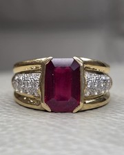 18ct Gold Ruby And Diamond Ring Heavy At 12g