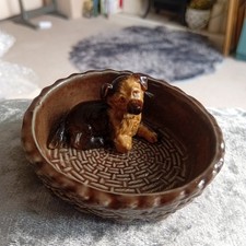 Wade Alsation Puppy In Basket Ceramic Trinket Dish 7cm X 8cm Made In England