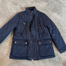 BOYS ZARA QUILTED JACKET AGE 9 NAVY BLUE ZIPPED SCHOOL