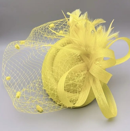 Yellow fascinator - yellow,