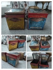 Huntley & Palmers Vintage Glass Top Shop Counter Advertising Biscuit Tin Rare X2