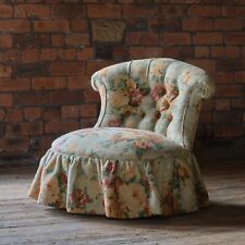 Antique Slipper Chair In Vintage Mulberry Linen