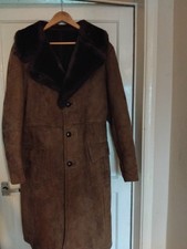 Men's Faux Sheepskin Winter Coat Chest 46cm Top To Bottom 110cm