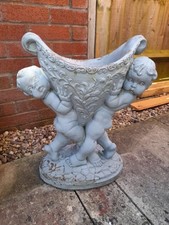 Antique- style Ornate Garden Planter- Cherub Pedestal Urn