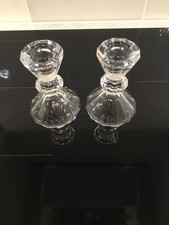 A Pair of VILLEROY & BOCH Crystal Candle Holders - Conical shaped  - signed.