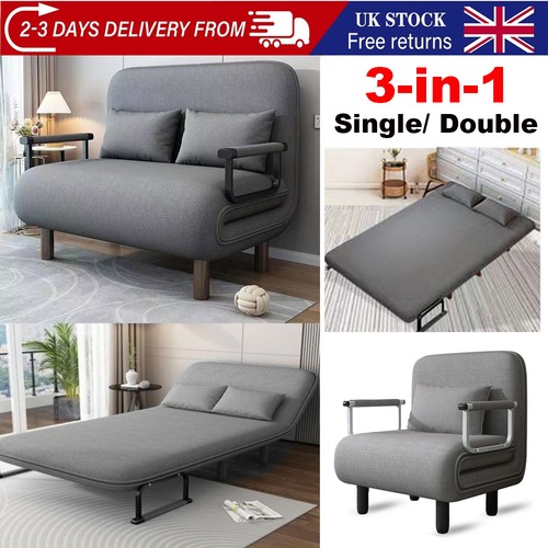 Single double fabric sofa - fabric, bed