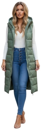 Grey long gilet sleeveless - grey,