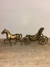 Vintage Brass Horse And Cart
