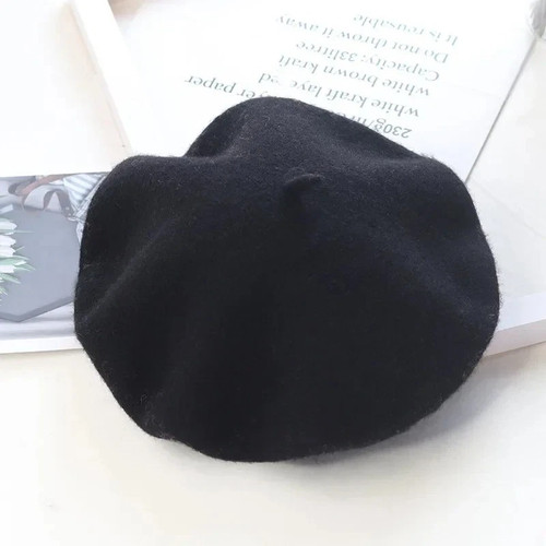 Plain beret hat wool autumn - plain,