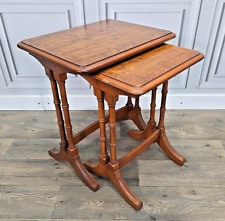 Vintage Nathan Nest Of 2 Tables – Burr Walnut Veneer Tops, Mid Century Retro