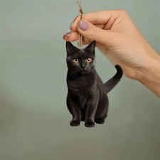 Black Cat Keychain With 2D Acrylic Cat Pendant, Tree Decoration, Gift