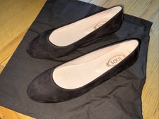 Tods Brown Suede Ballet Pump Shoes With Stud Details And Bag Size 38.5 EU