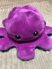 Flipems Octopus Purple And Blue Happy And Sad Plush Soft Toy Great Condition 
