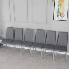 2/4/6pcs Faux Leather Dining Chairs Metal Legs High Back Kitchen Dinning Room