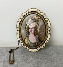 Vintage Victorian Portrait Enamel Brooch by Thomas L Mott T.L.M