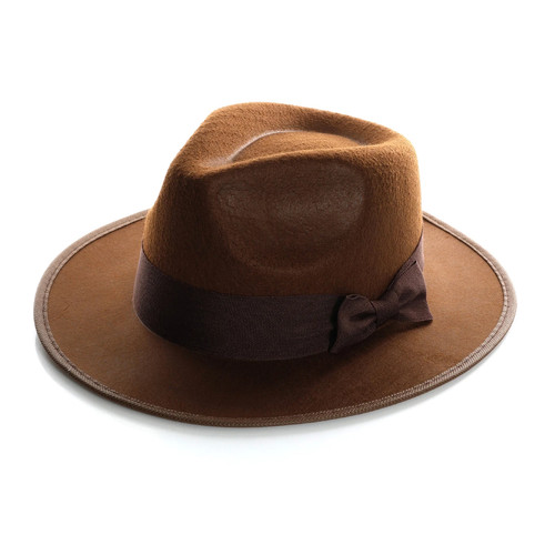 Brown felt fedora hat - felt, western
