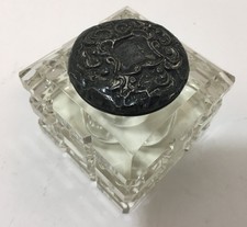 Cut glass inkwell with ornate - inkwell,