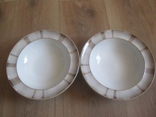 2 DENBY Truffle Layers Large Pasta Soup Bowls Beige Cream stripe Great Condition