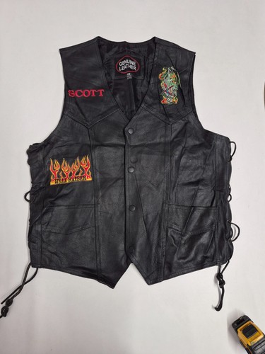 Vintage leather waistcoat - , 40"