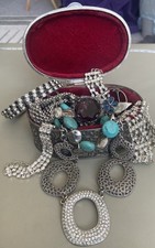 Decorative Metal Jewellery Box Full Of Some Gorgous Costume Jewellery Lot